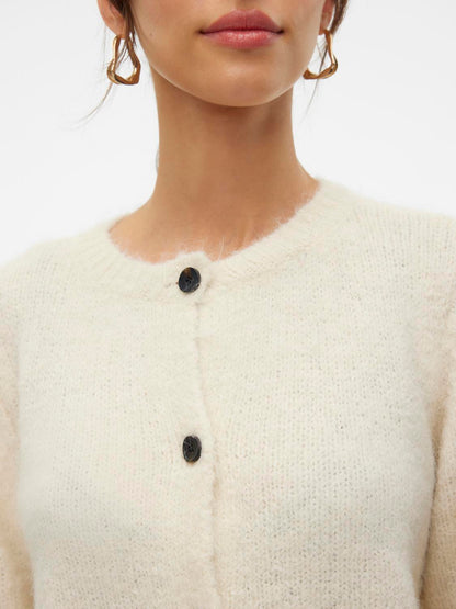 VMNOVAH LS O-NECK BUTTON CARDI GA NOOS Lysegrå