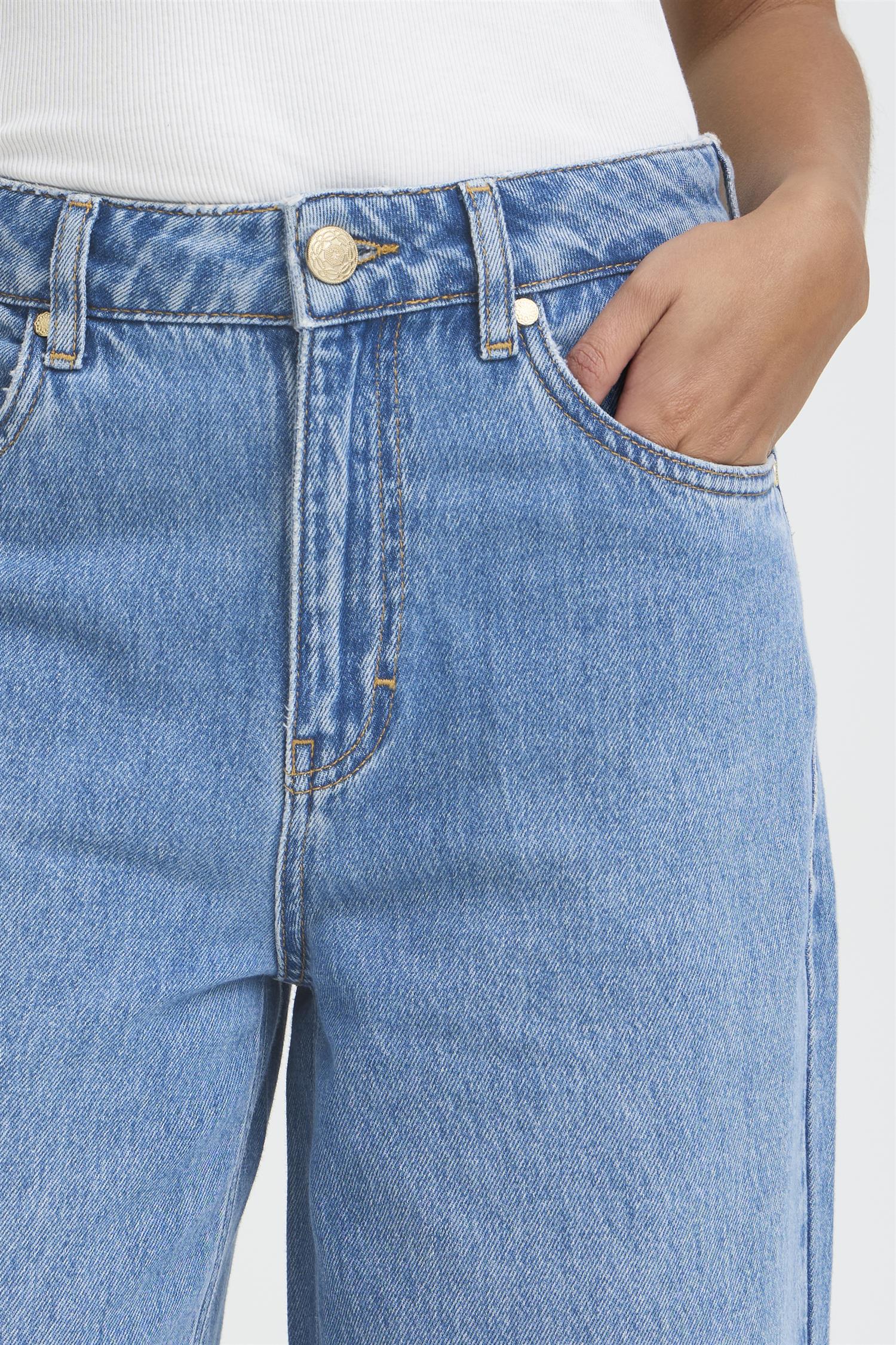 Pzapril Uhw Jeans Wide Leg Blå
