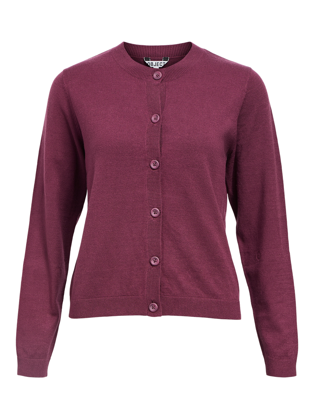 Objthess L/s Short Cardigan Noos Burgunder