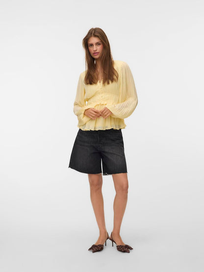 Vmdora Ls Detail Plisse Top Wvn Exp Gul
