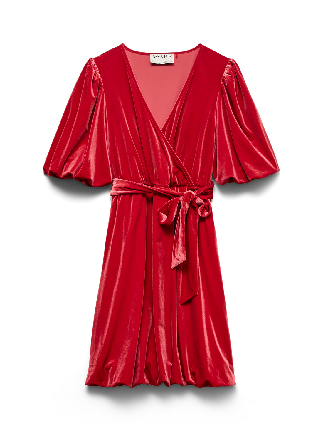 Awbeatricia 2/4 V-Neck Short Dress Mellomrød