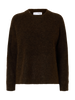 Slflulu Ls Knit O-Neck Noos Mørkebrun