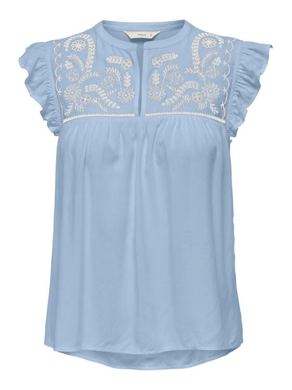 Onlvestine S/s Top Wvn Noos Blå