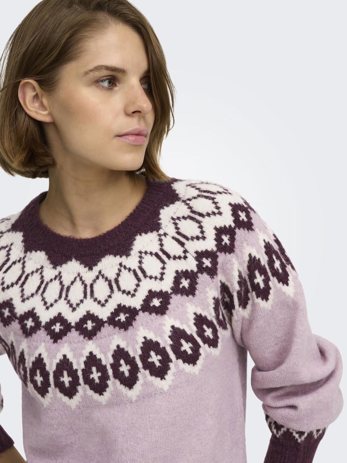 Onlrusty Ls Fair Isle O-Neck Bf Knt Lilla