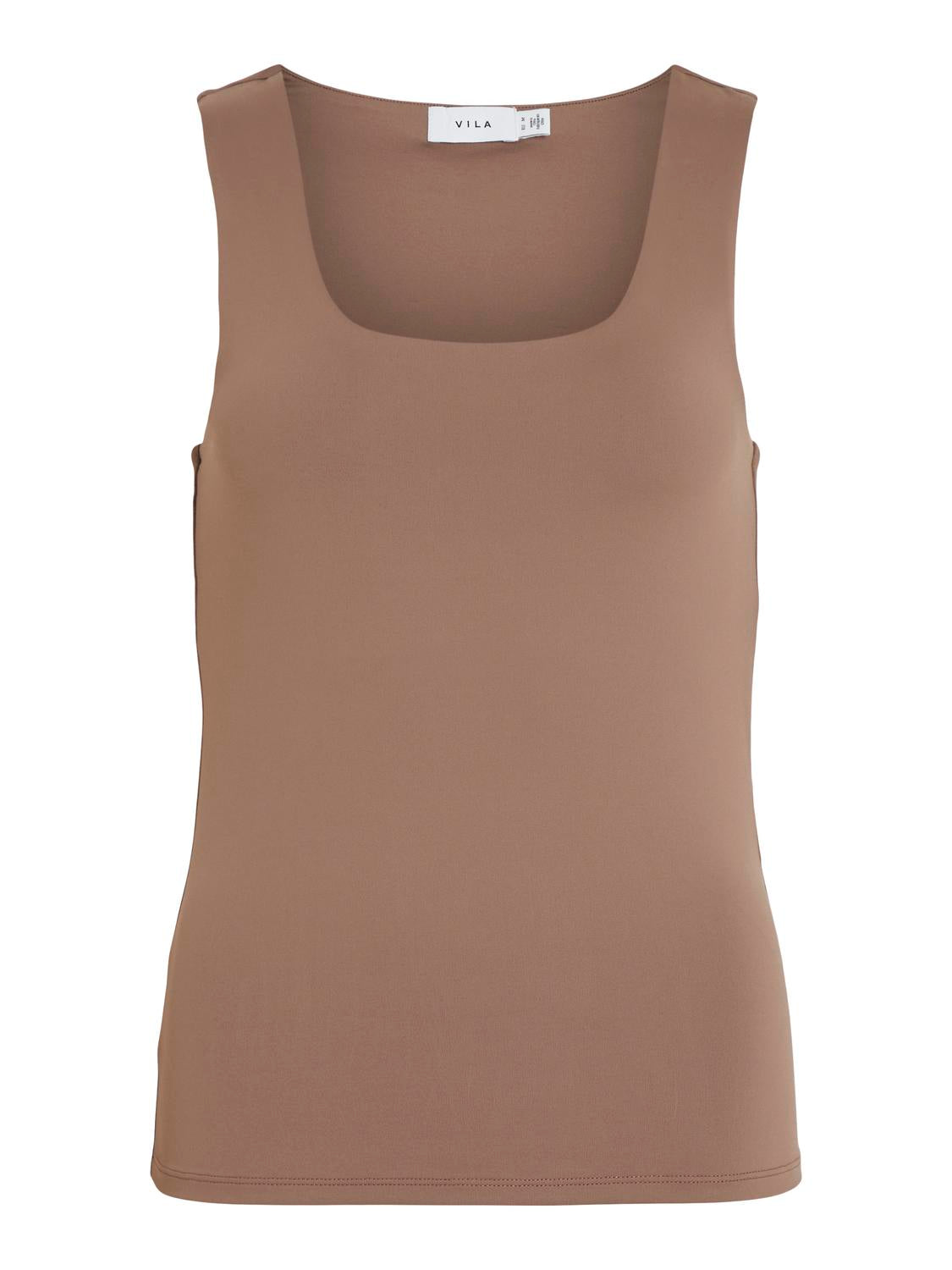 VIKENZA U-NECK S/L TANK TOP Brun