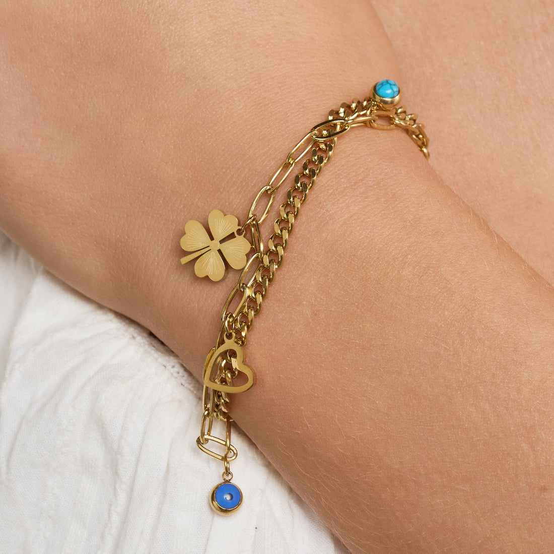 Edeline - Multi Charm Bracelet - Gold Gull