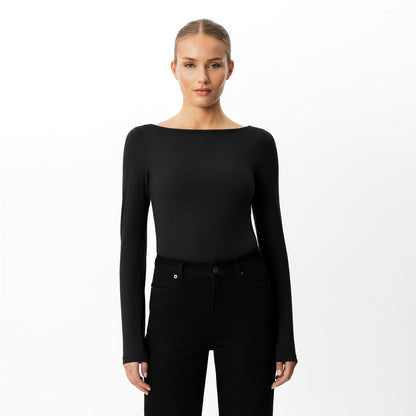 Soft Boatneck Long-sleeve Svart