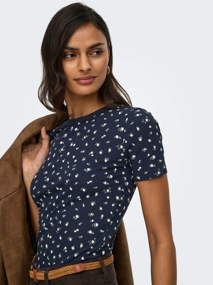 Jdylucky S/s O Neck Top Jrs Noos Blå