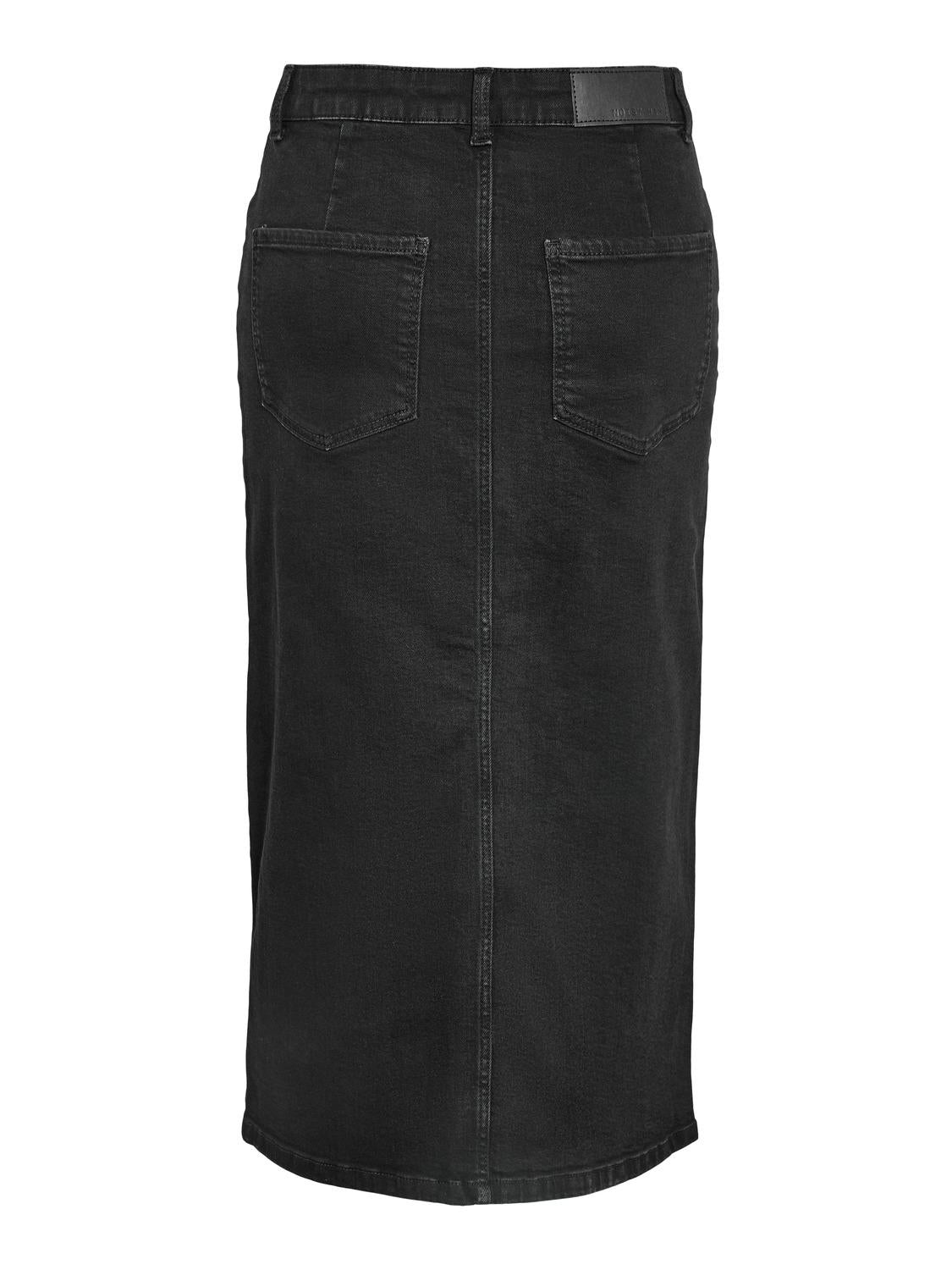 NMKATH NW SLIT MIDI SKIRT Svart