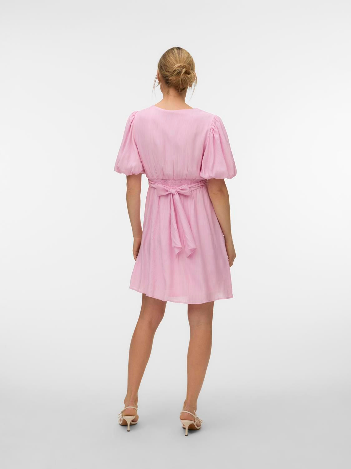 Vmbella 2/4 V-Neck Short Dress Wvn Rosa