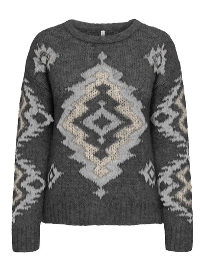 Onlazu Ls Jq O-Neck Cc Knt Mørkegrå