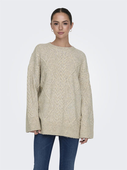 DYSILJA L/S LONG CABLE PULLOV. KNT NOOS Beige