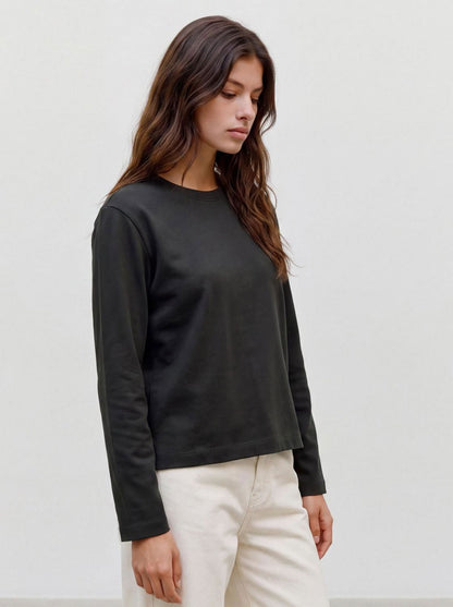 Awnaima Ls O-Neck Boxy Top Noos Sort