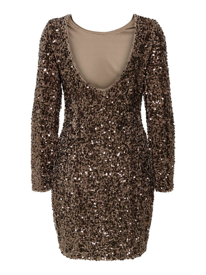 Onlconfidence L/s Deep Sequins Dressjrs. Brun