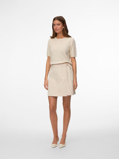 Vmdoffy Stitch 2/4 O-Neck Pullover Noos Beige