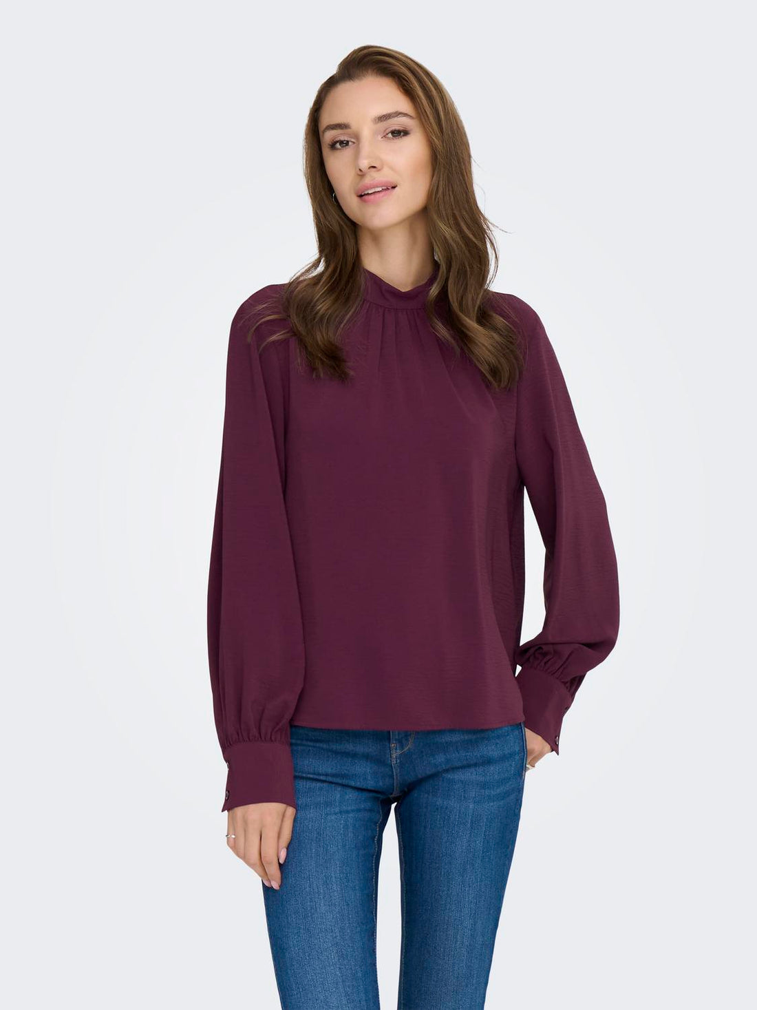 Jdyaya L/s Hn Top Wvn Dia Mørkelilla