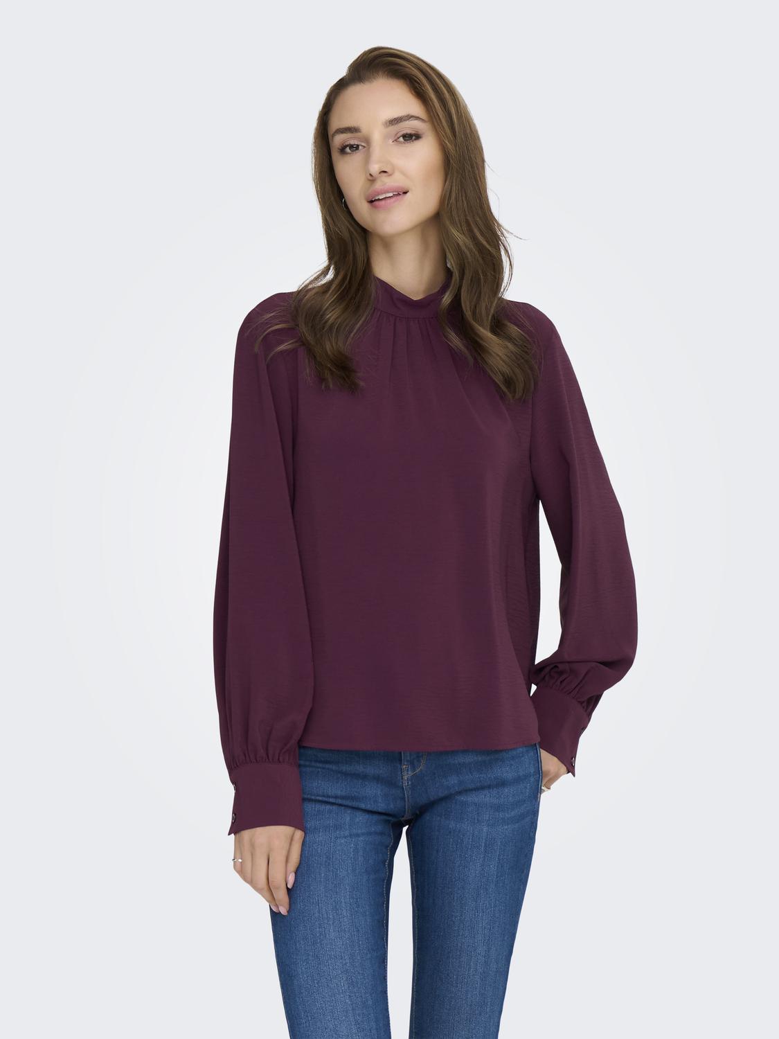 Jdyaya L/s Hn Top Wvn Dia Mørkelilla