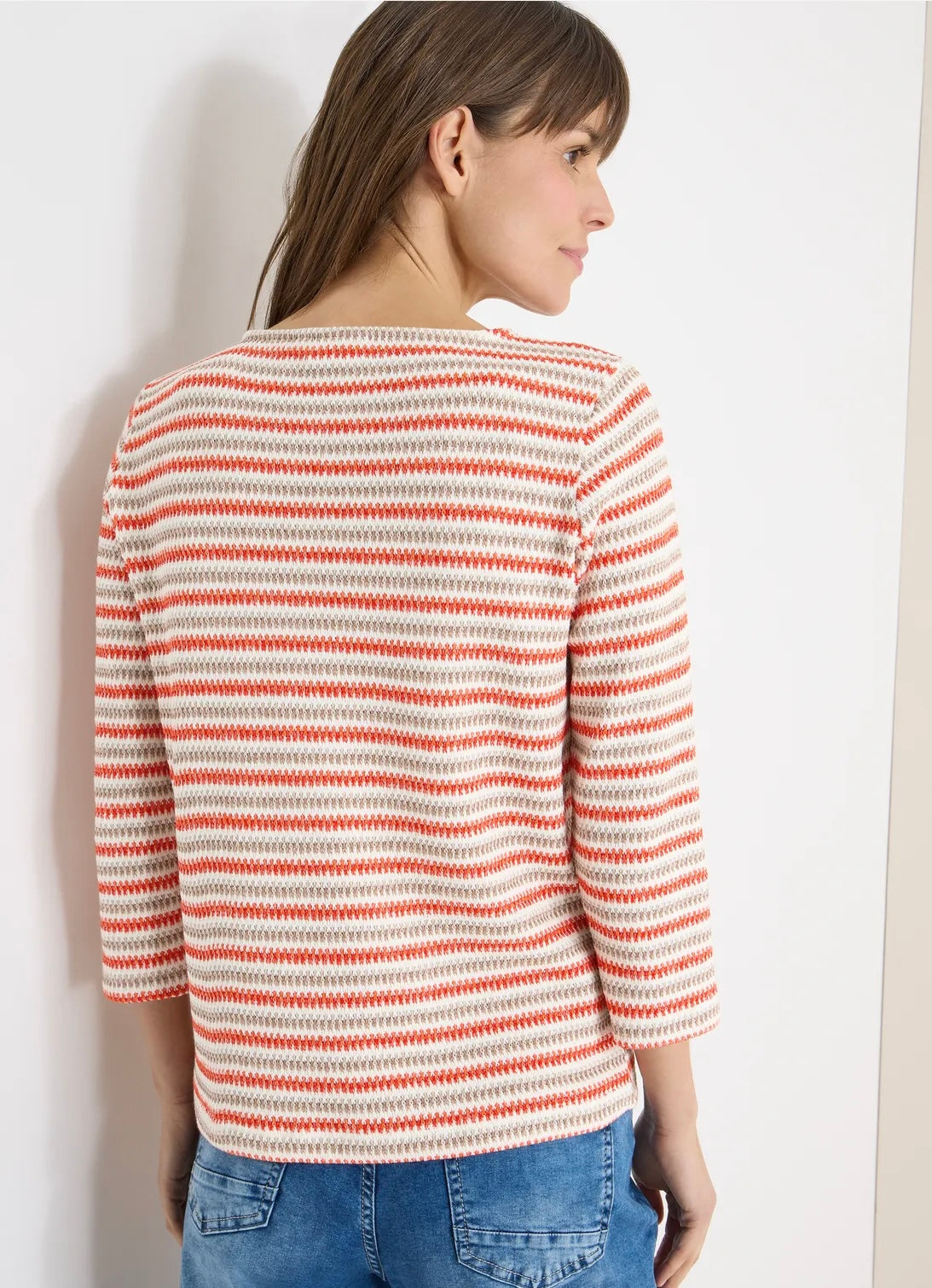 MULTI STRIPE KNIT T-SHIRT Rød