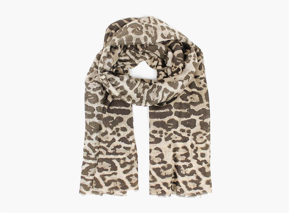 MANZINI Leopard Scarf Beige