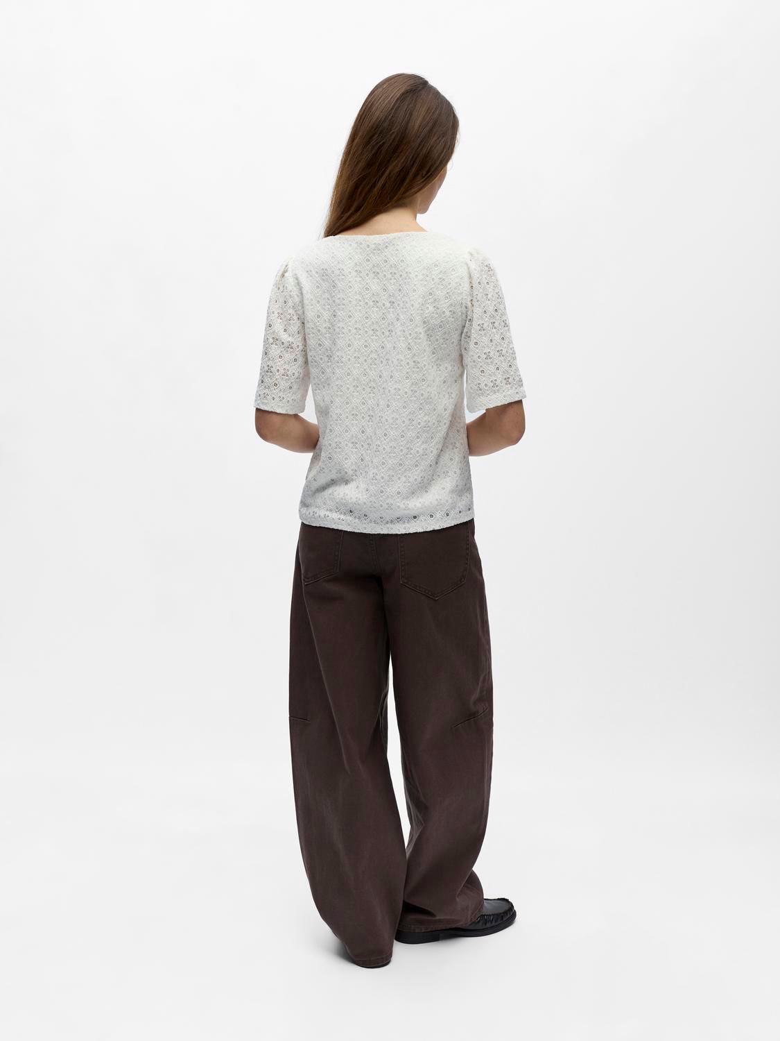 Objlaila 2/4 Re V-Neck Top Div Hvit