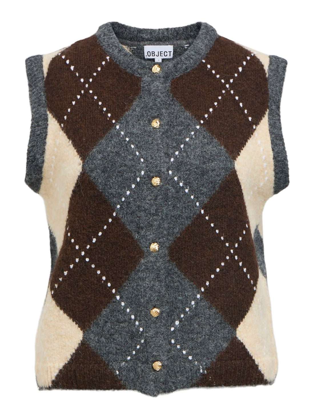 Objbrenda Re Knit Vest Cardigan Noos Grå