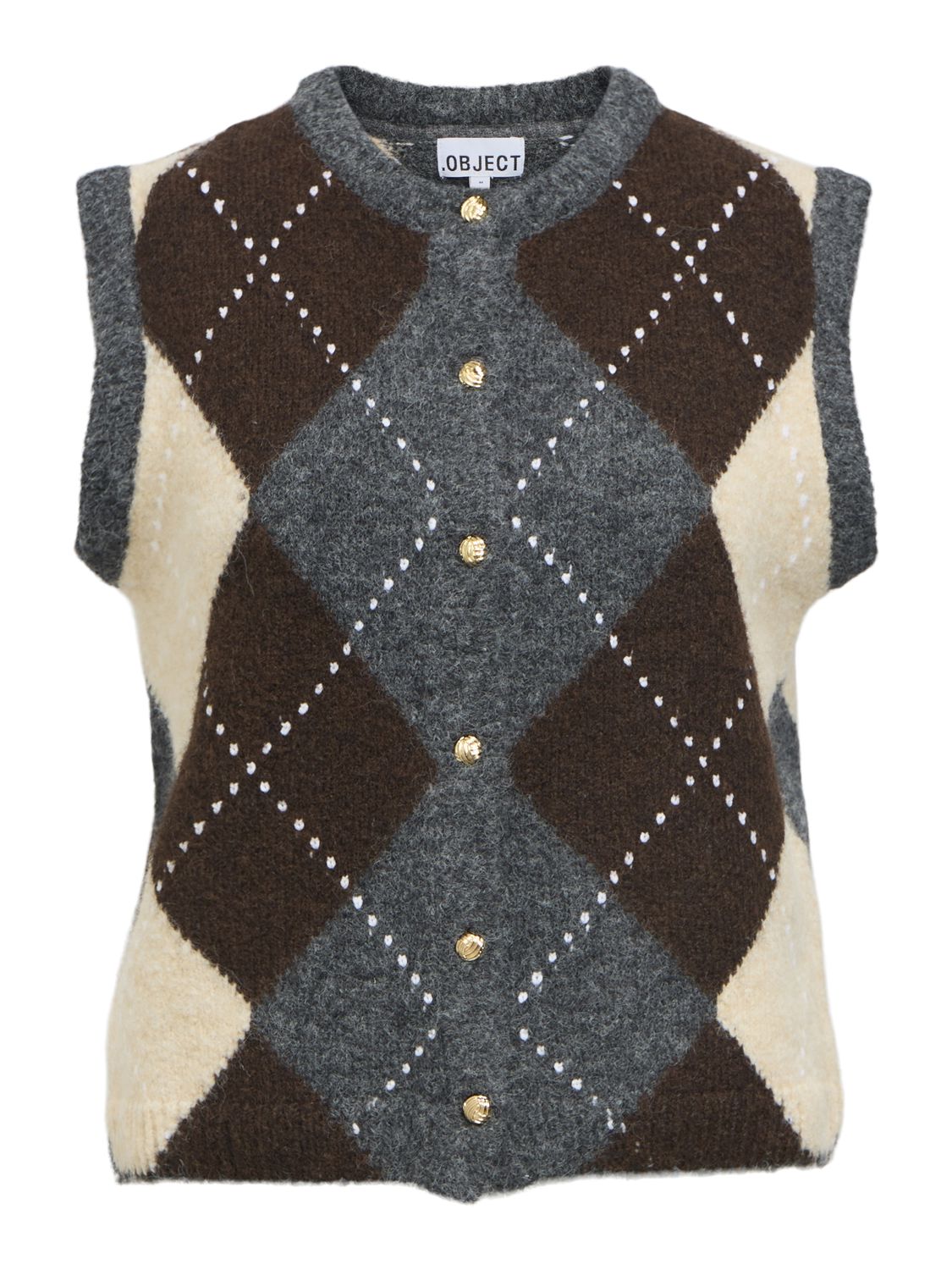Objbrenda Re Knit Vest Cardigan Noos Grå