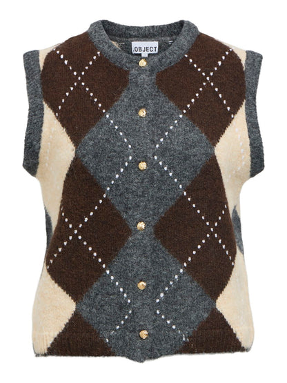 Objbrenda Re Knit Vest Cardigan Noos Grå