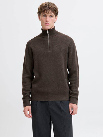 Jprmilano Stitch Knit Half Zip Sn Brun