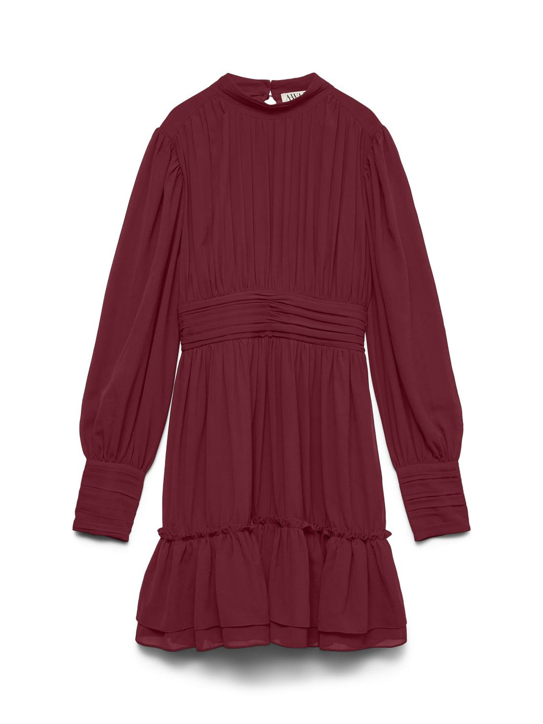 Awbirdia Ls High Neck Short Dress Burgunder