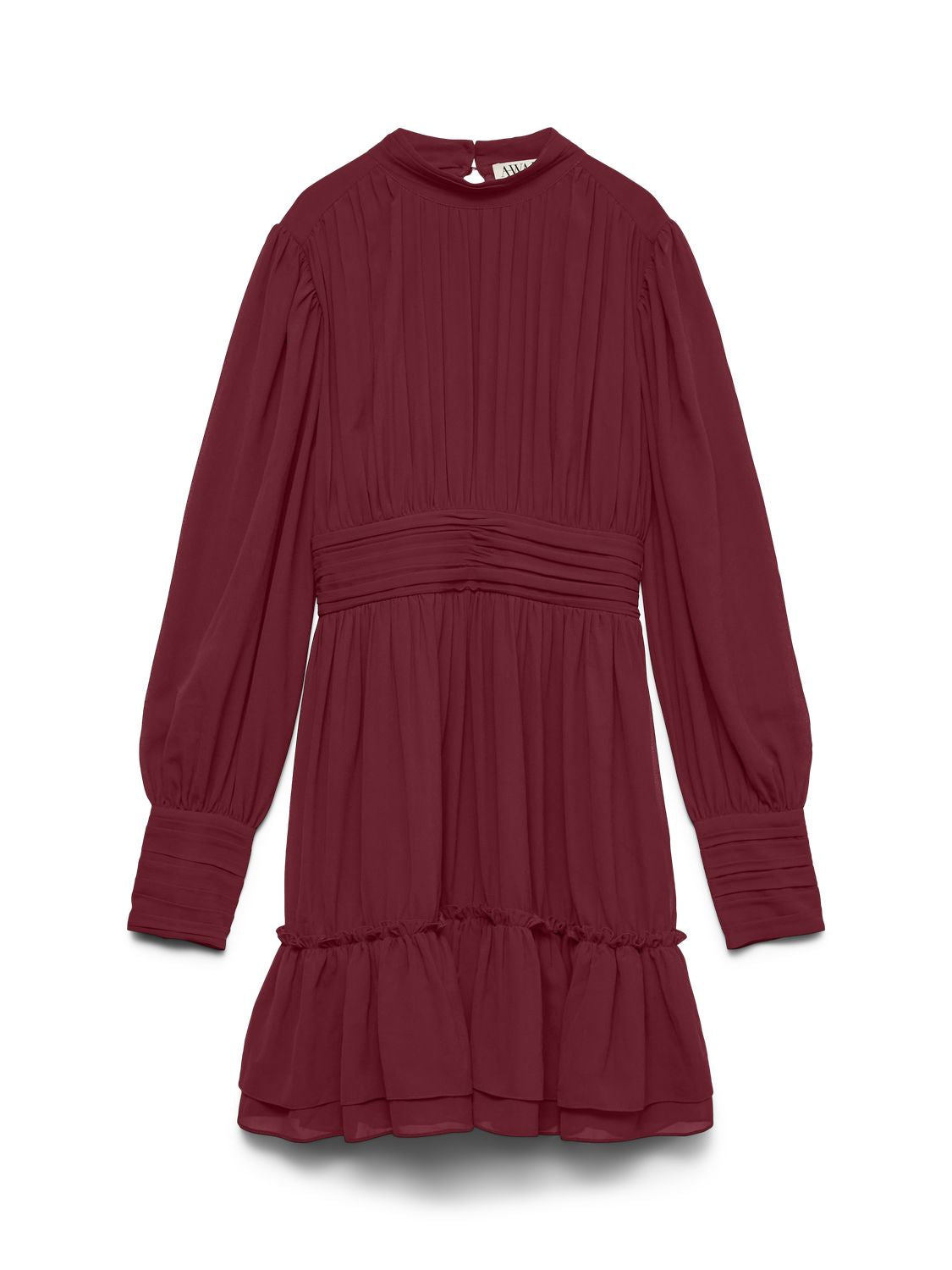 Awbirdia Ls High Neck Short Dress Burgunder