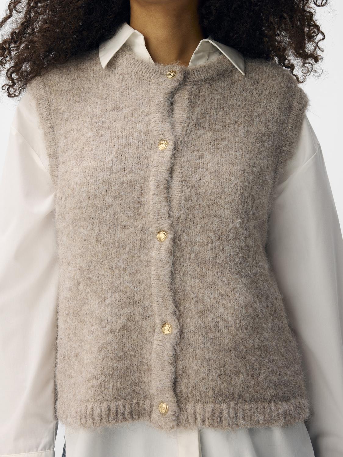 Objsaggia Re Knit Vest Cardigan Noos Beige