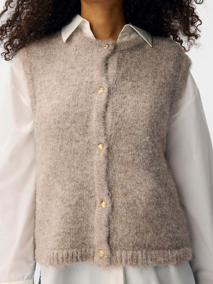 Objsaggia Re Knit Vest Cardigan Noos Beige