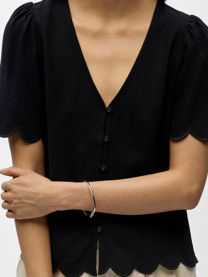 Objsanne 2/4 Lo V-Neck Top Noos Sort