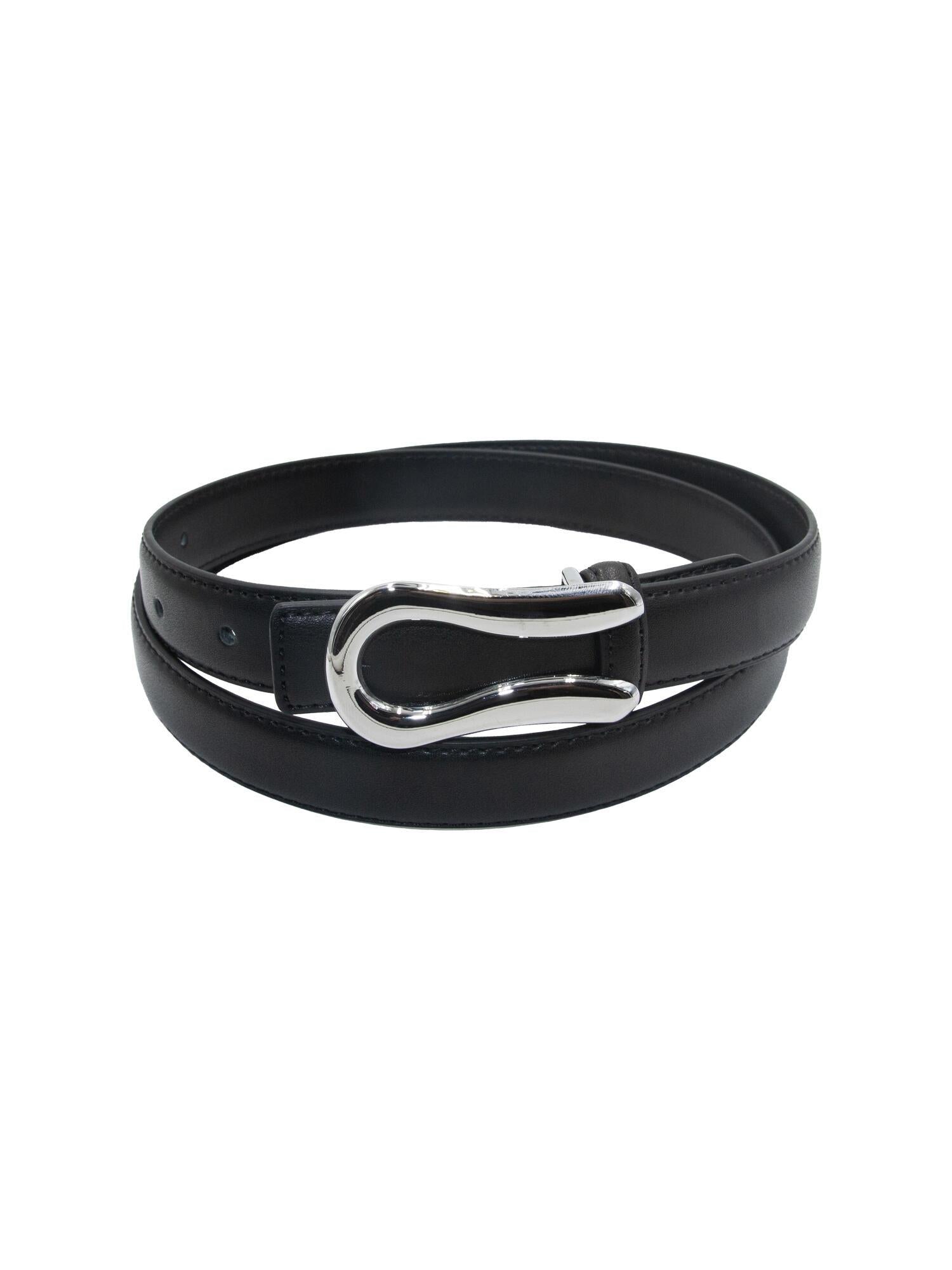 Belte klassisk m/sølv spenne 2,5cm Svart