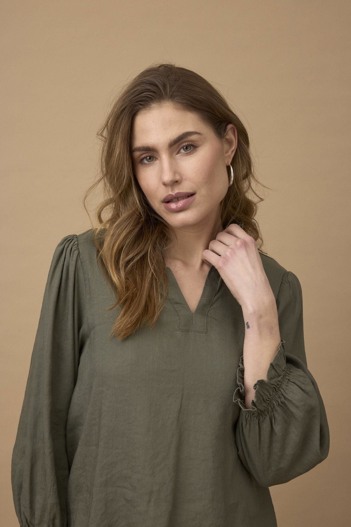 Pzluca Frill Blouse Grønn