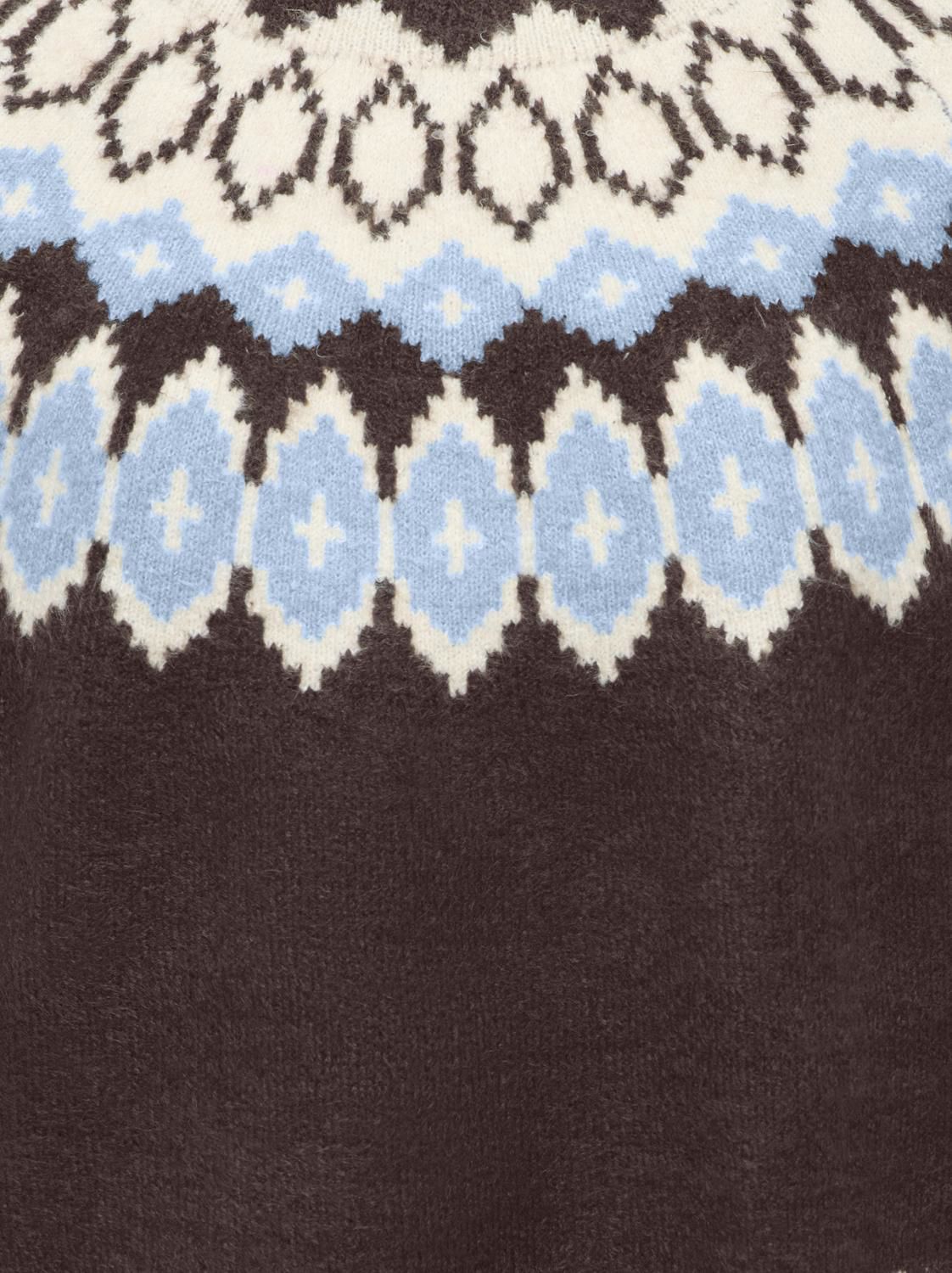 Onlrusty Ls Fair Isle O-Neck Bf Knt Brun