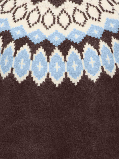 Onlrusty Ls Fair Isle O-Neck Bf Knt Brun