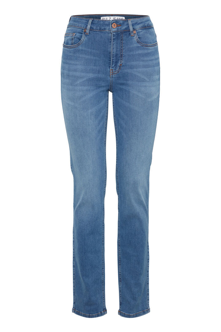 PZEMMA HW Jeans Straight Leg Blå