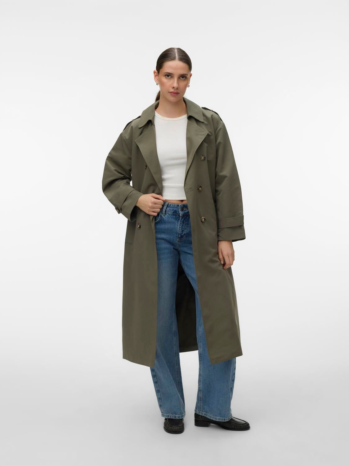 Vmmoe Long Trenchcoat Lcs Grønn