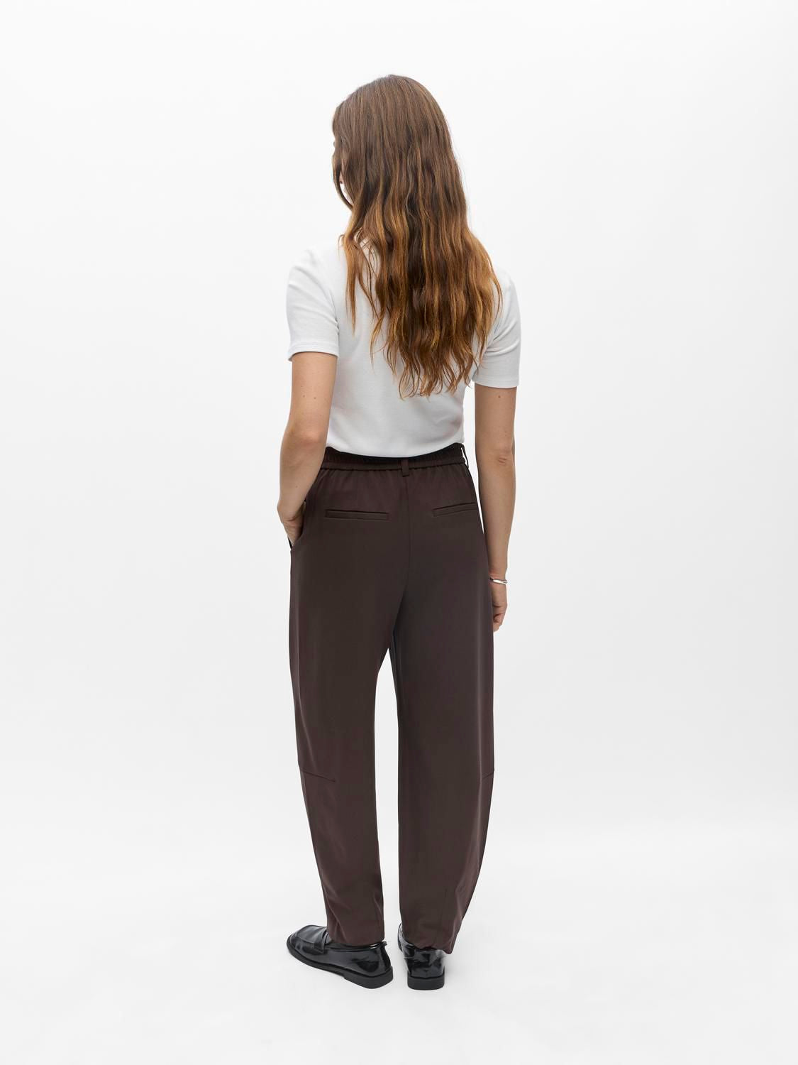 Objlisa Hw Ankle Barrel Pant Noos Brun