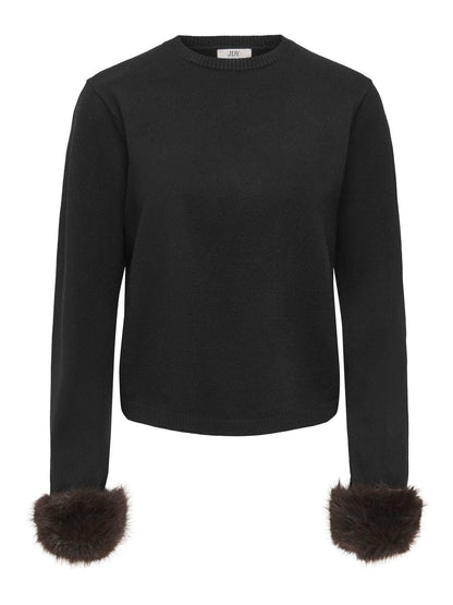 JDYTALIA L/S ON FAUX FUR PULLOVER KNT Sort