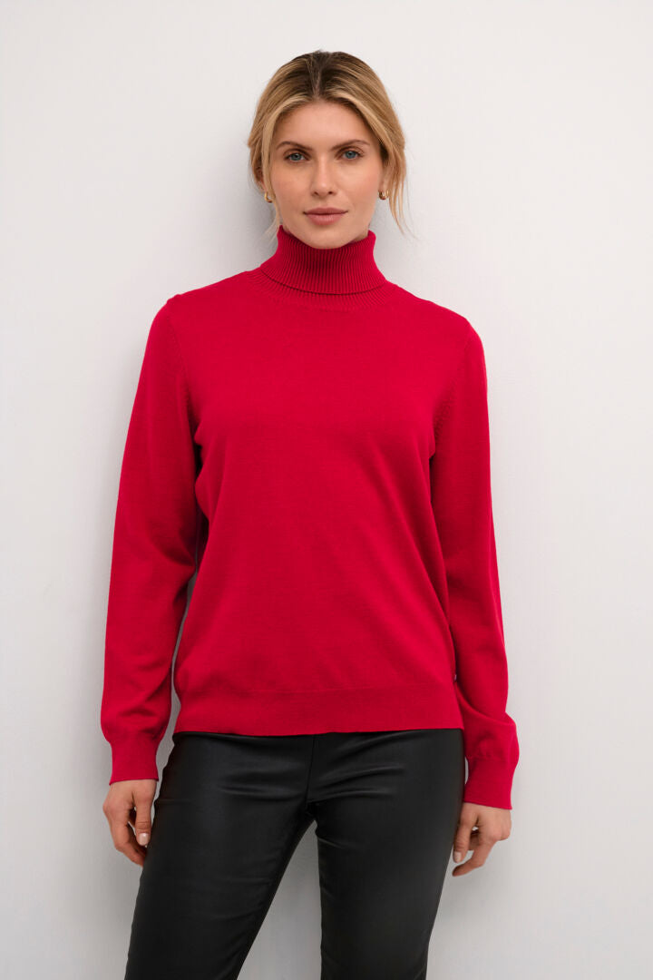 CRVILLEA KNIT ROLLNECK Rød