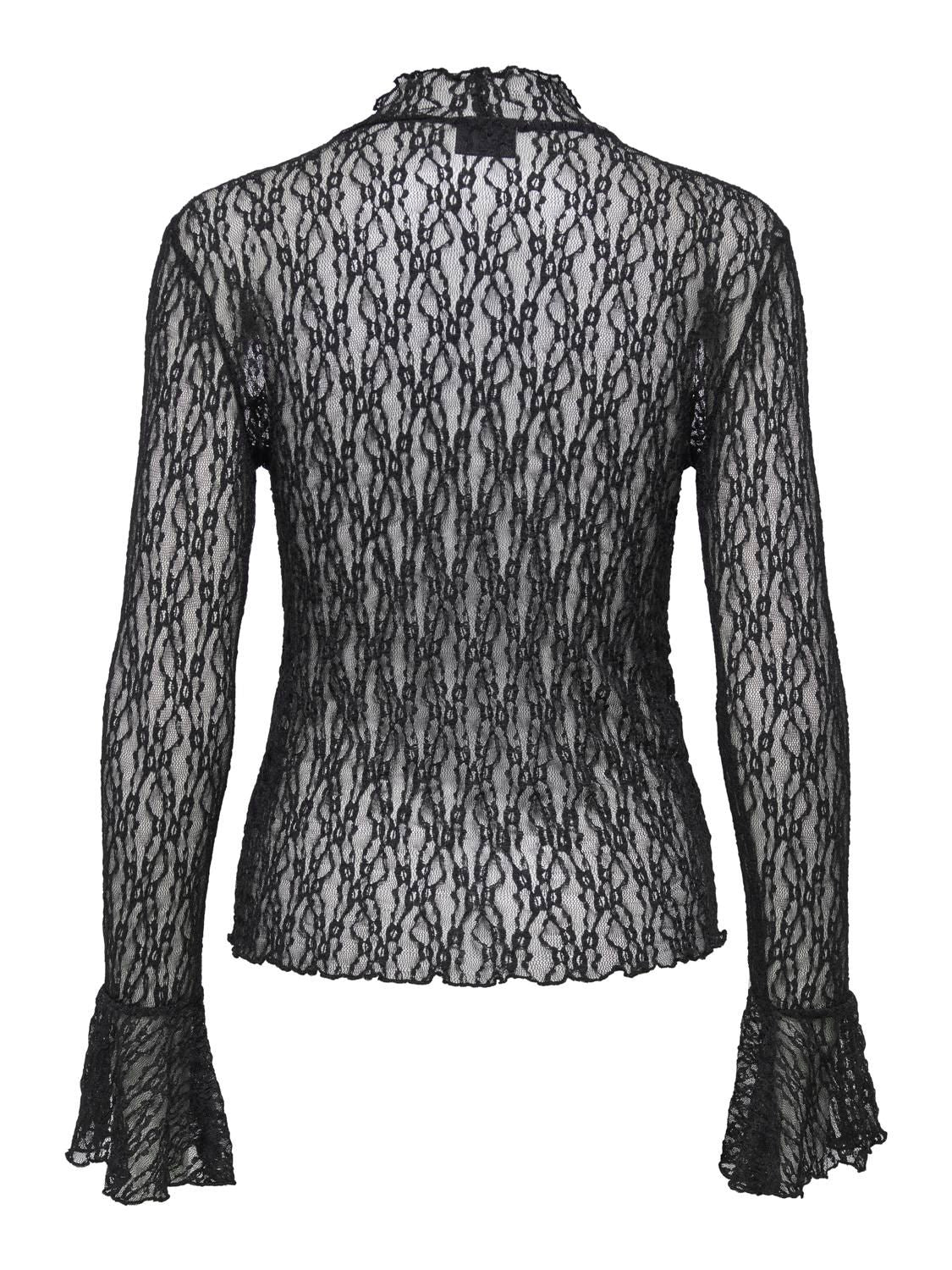 Jdylala L/s High Neck Lace Top Jrs Sort