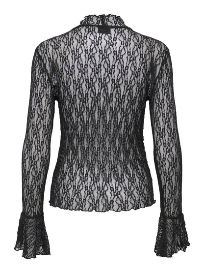 Jdylala L/s High Neck Lace Top Jrs Sort