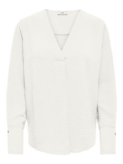 Jdylion L/s V-Neck Top Wvn Hvit
