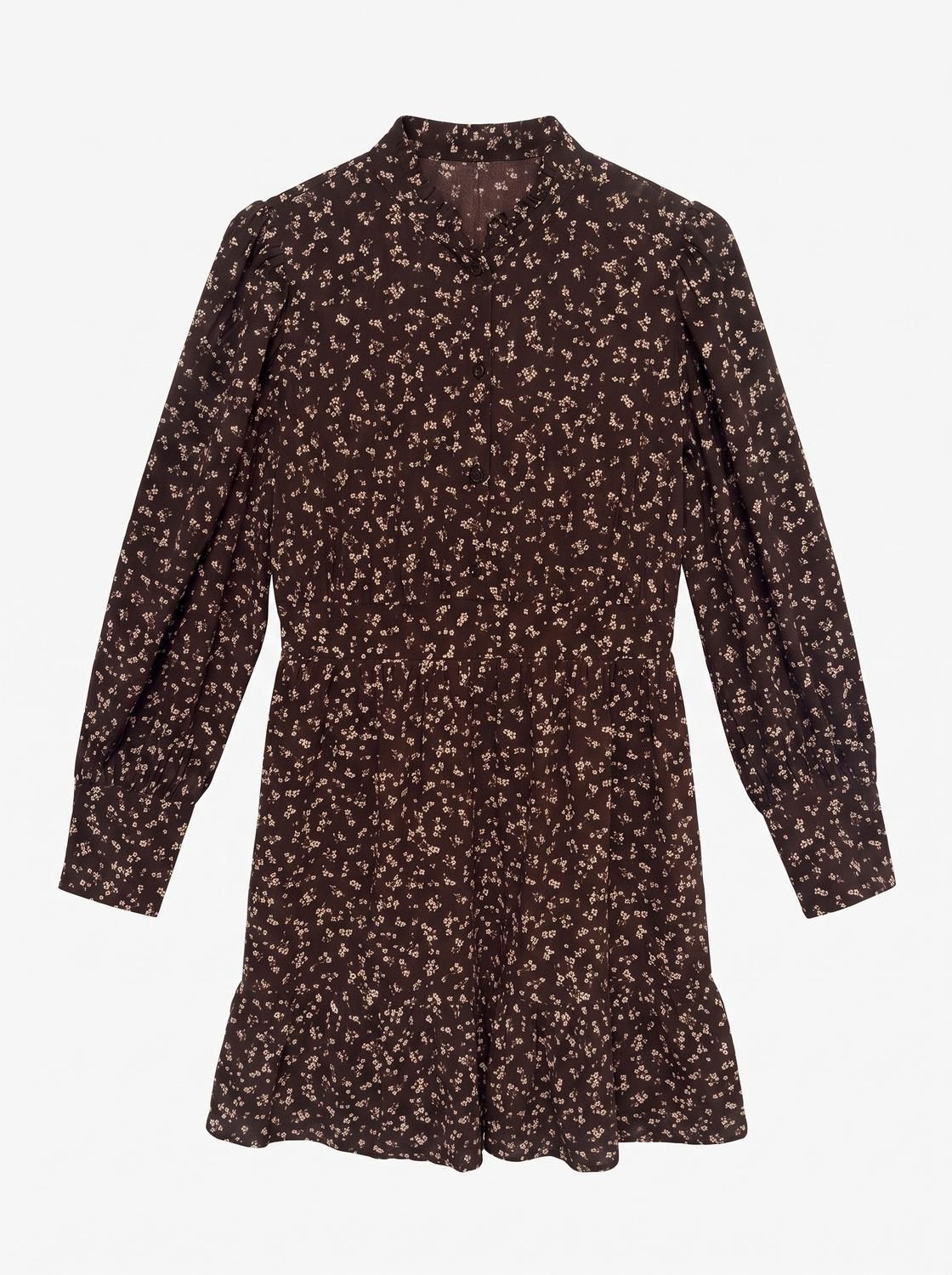 Awnoelle Ls High Neck Short Dress Brun