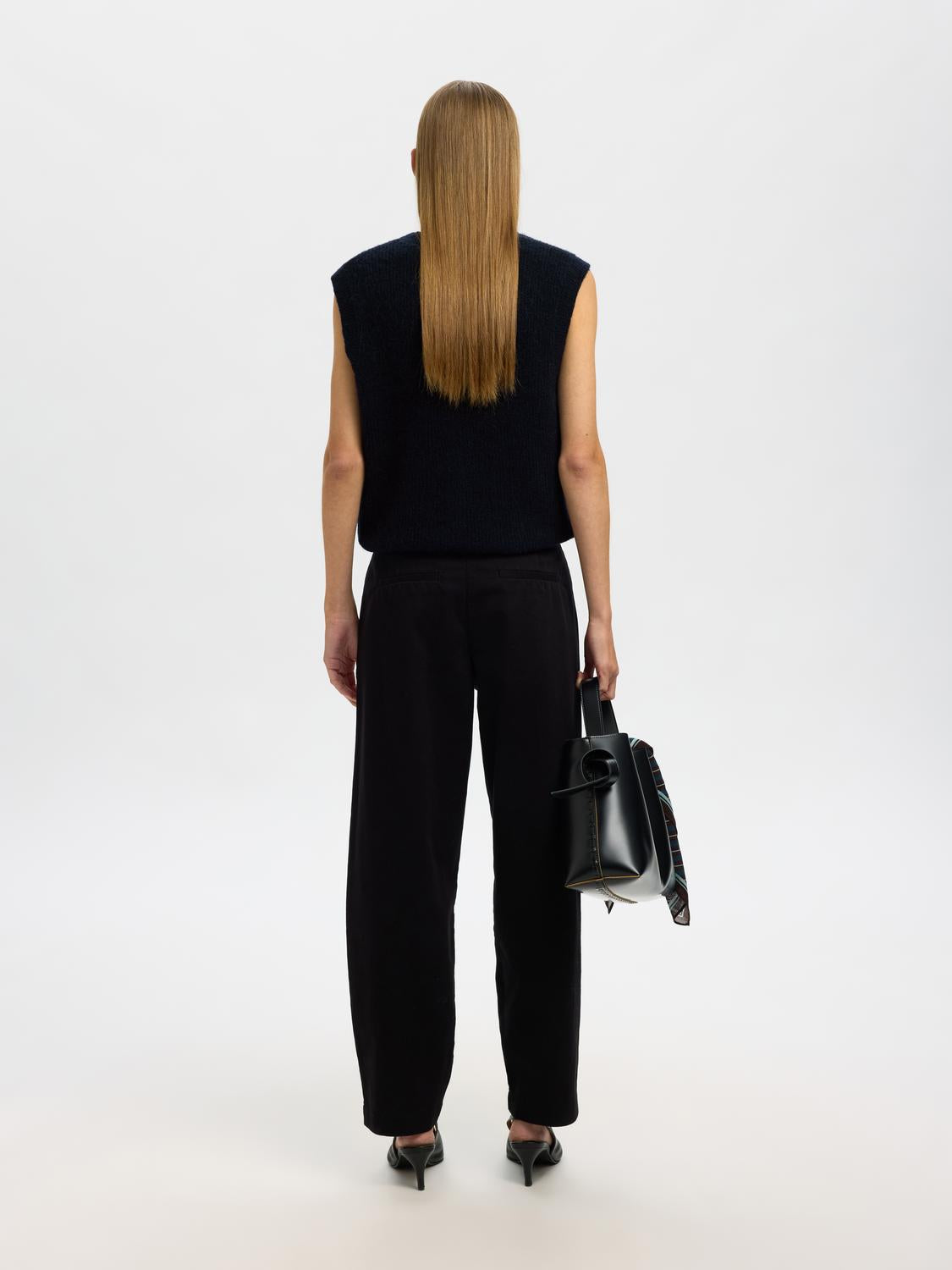 Slflulu Sl Button O-Neck Vest Noos Blå