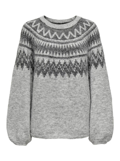 Onlreykja Ls O-Neck Knt Lysegrå