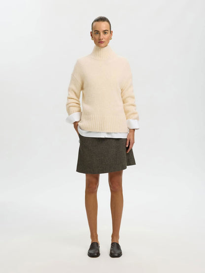 Slwgabriella Ls Knit High Neck Noos Hvit