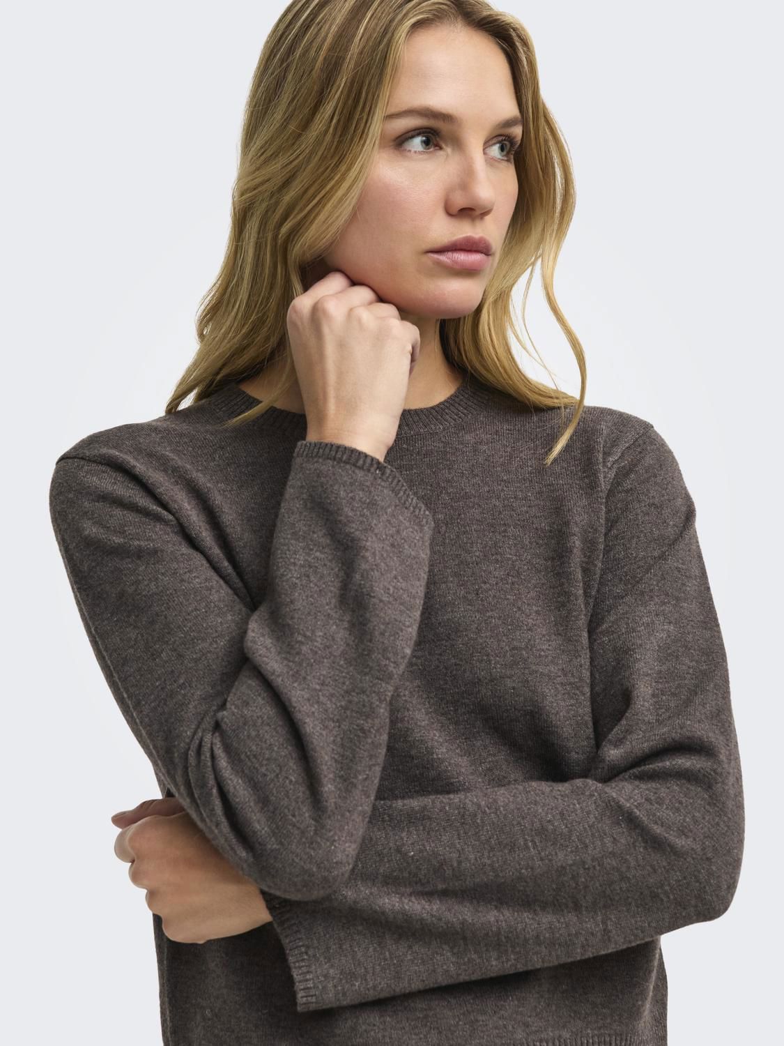 JDYTALIA L/S ON FAUX FUR PULLOVER KNT Brun